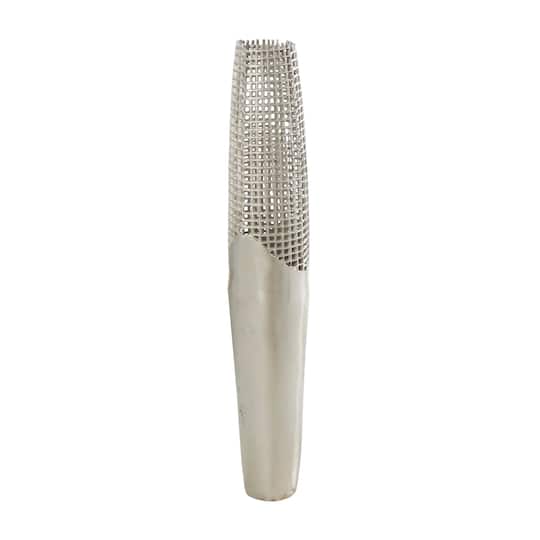 3ft. Silver Aluminum Grid Inspired Vase with Open Frame Design